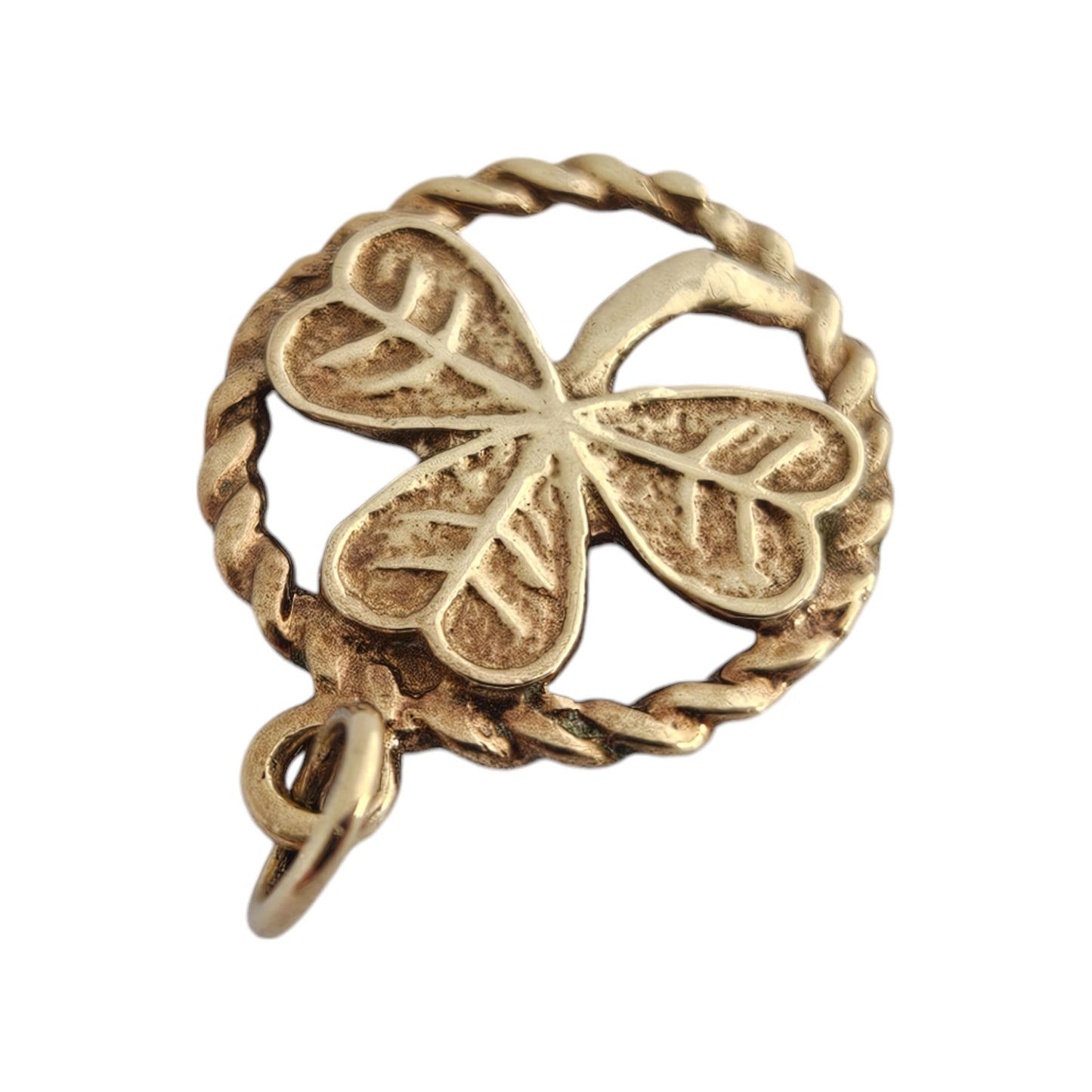 9ct 375 Yellow Gold Shamrock Charm 1983 Dia 1.5 cm 1.4 g.
