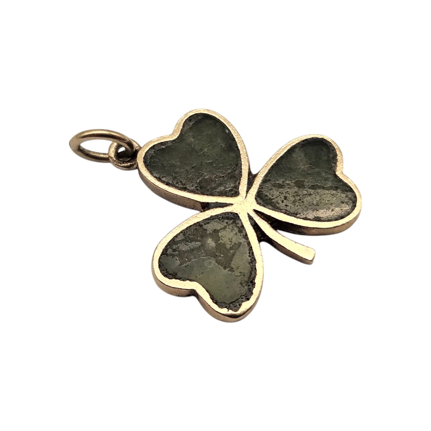 Irish 9ct 375 Yellow Gold Shamrock Charm 1966 L 1.7 cm 2.1 g.