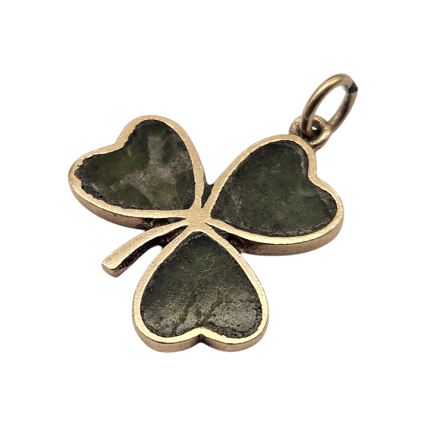 Irish 9ct 375 Yellow Gold Shamrock Charm 1966 L 1.7 cm 2.1 g.