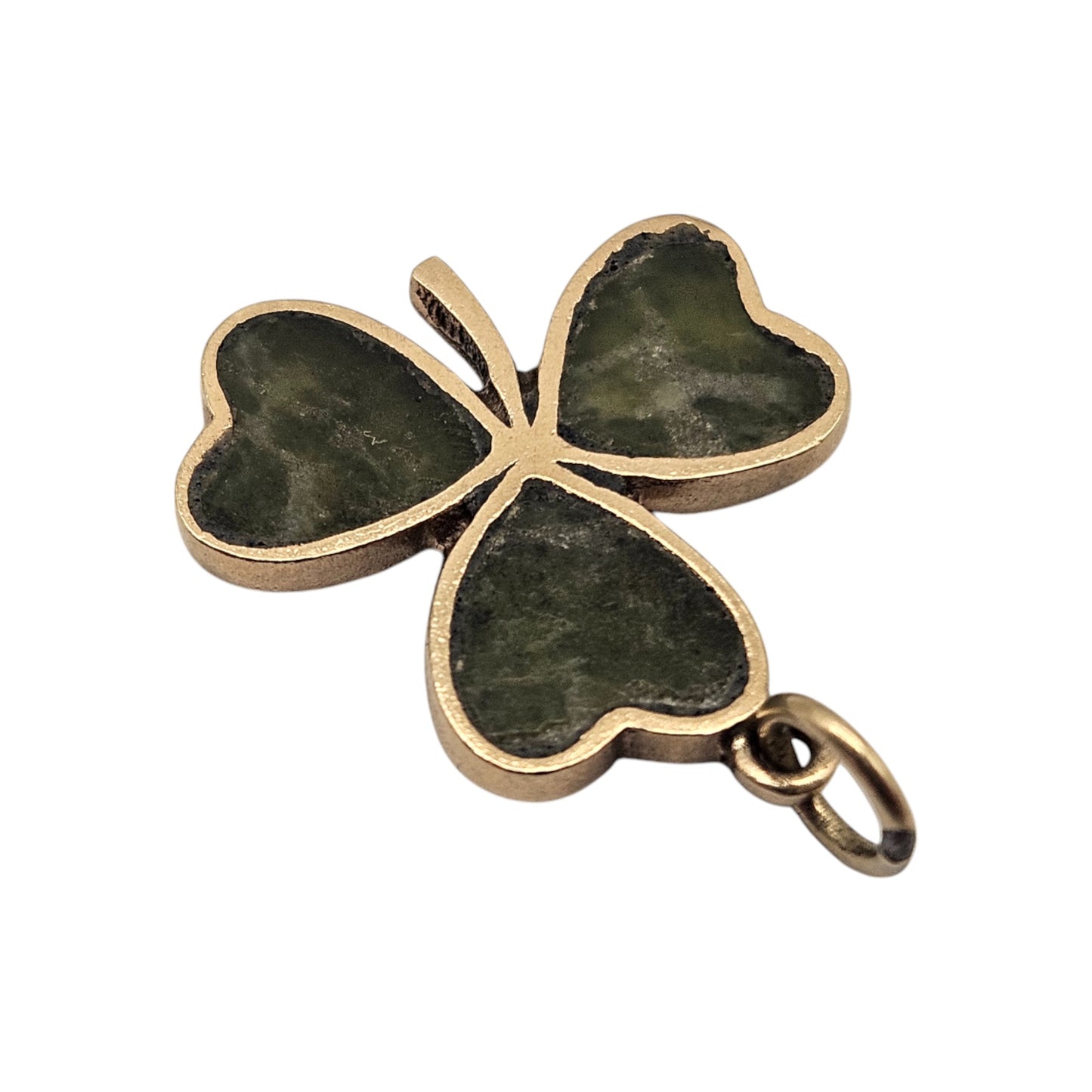 Irish 9ct 375 Yellow Gold Shamrock Charm 1966 L 1.7 cm 2.1 g.