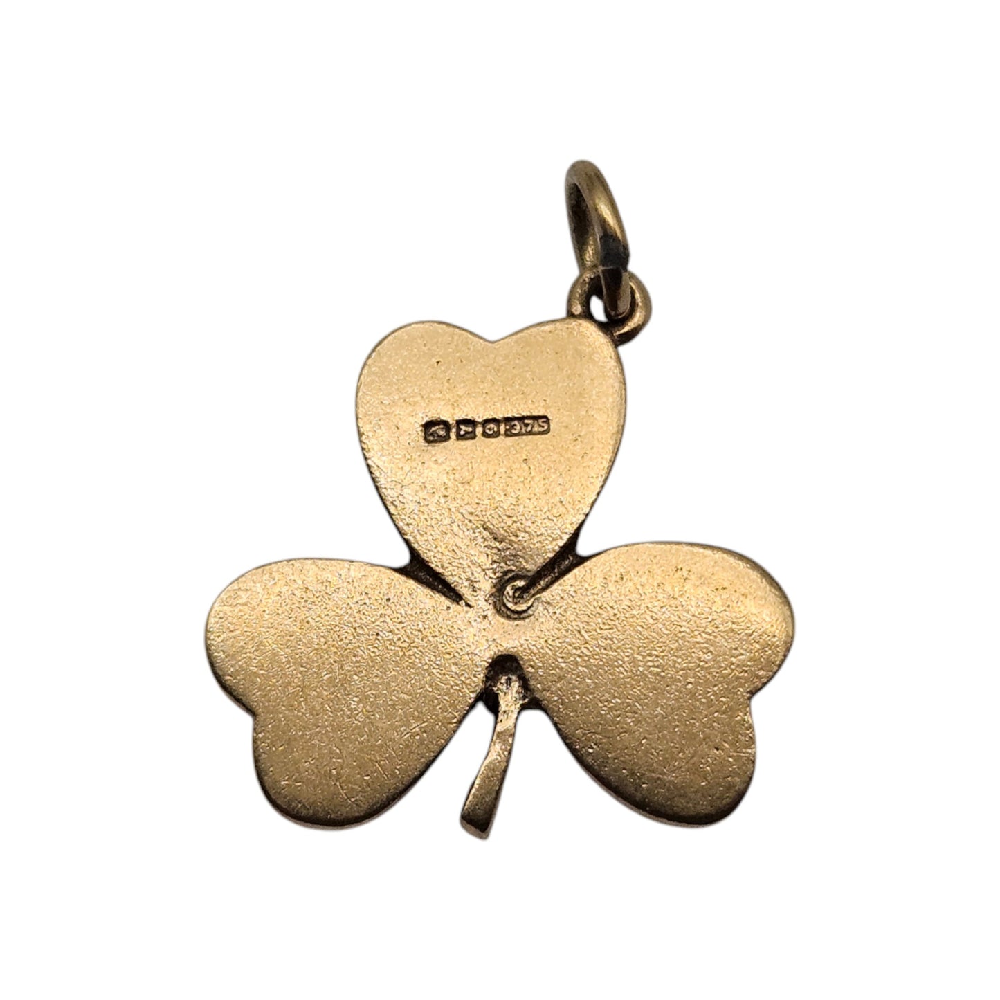 Irish 9ct 375 Yellow Gold Shamrock Charm 1966 L 1.7 cm 2.1 g.