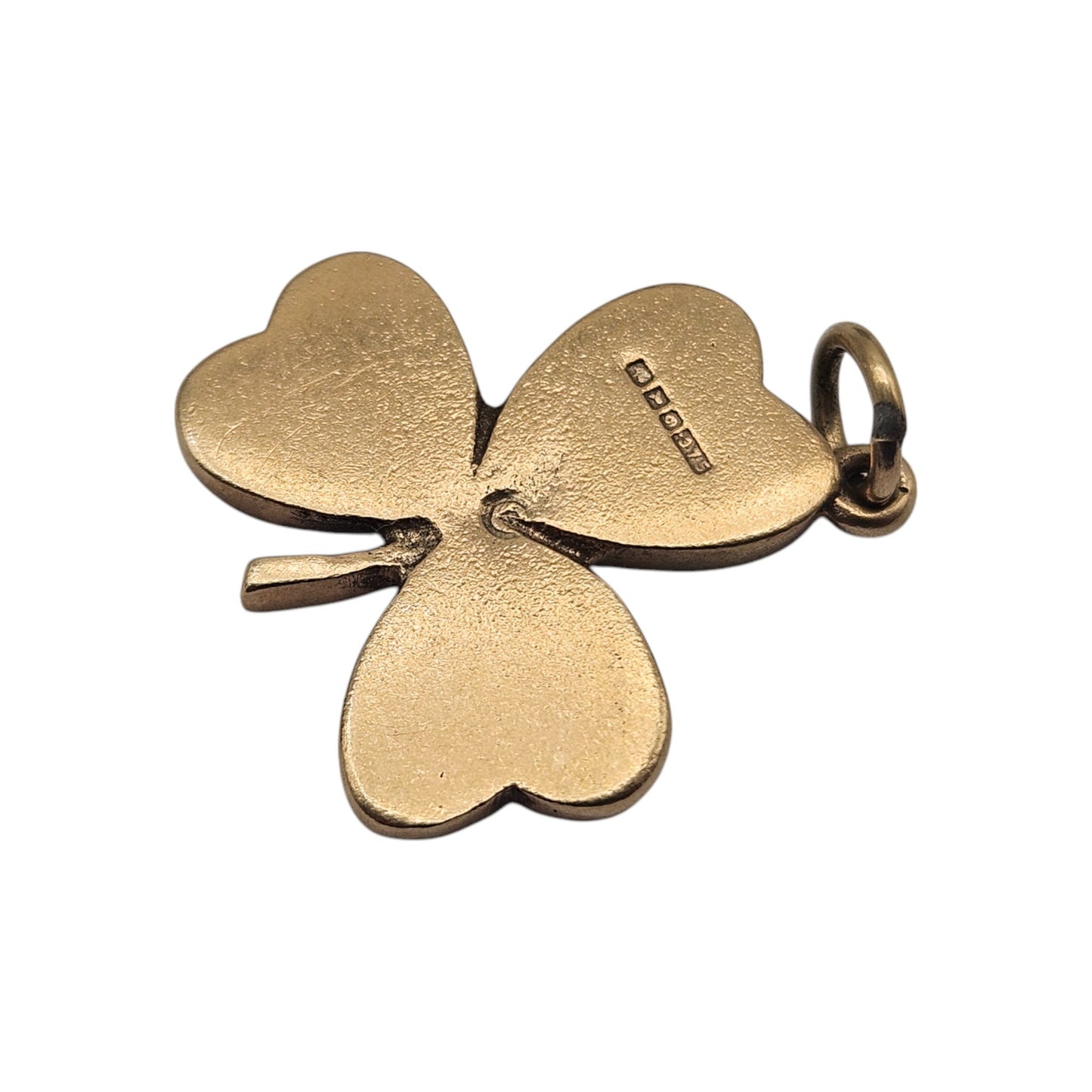 Irish 9ct 375 Yellow Gold Shamrock Charm 1966 L 1.7 cm 2.1 g.