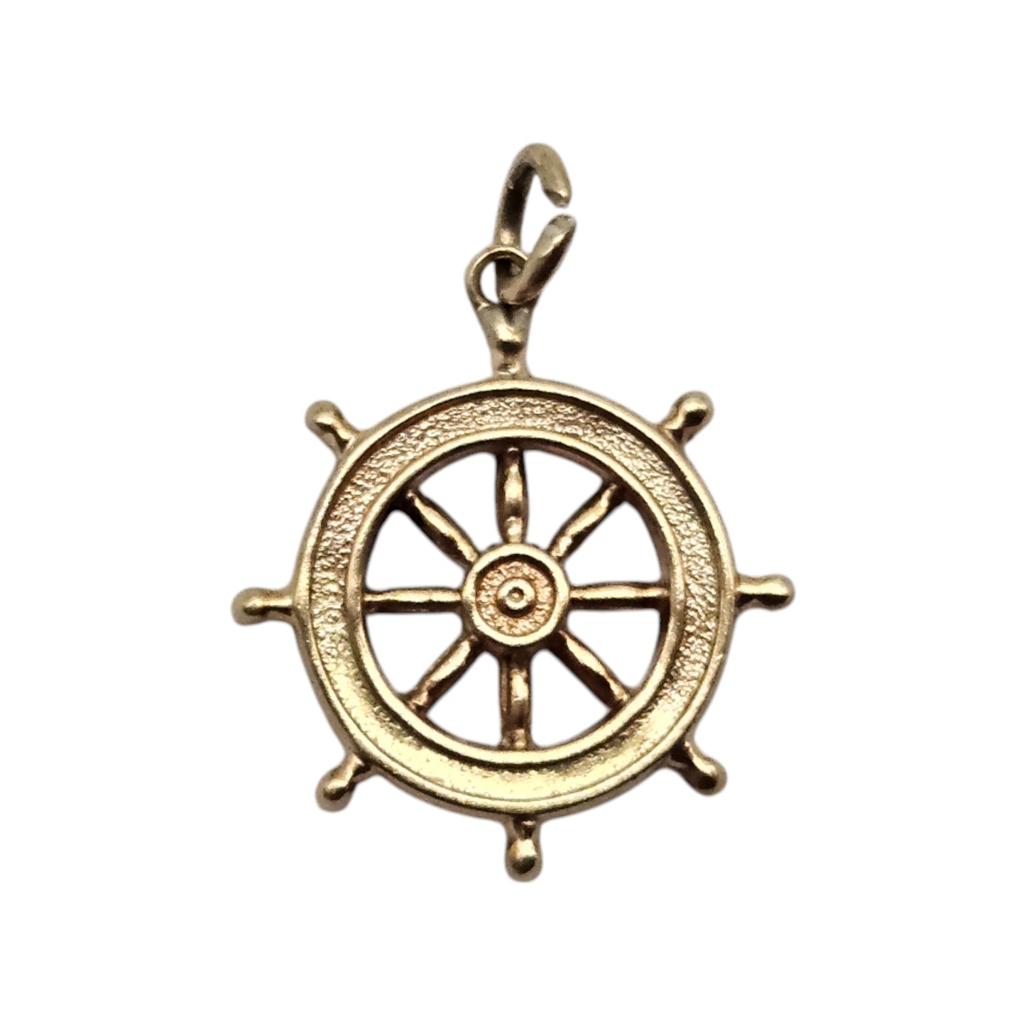 Chester 9ct 375 Yellow Gold Ship's Wheel Charm 1959 L 1.4 cm 0.7 g.