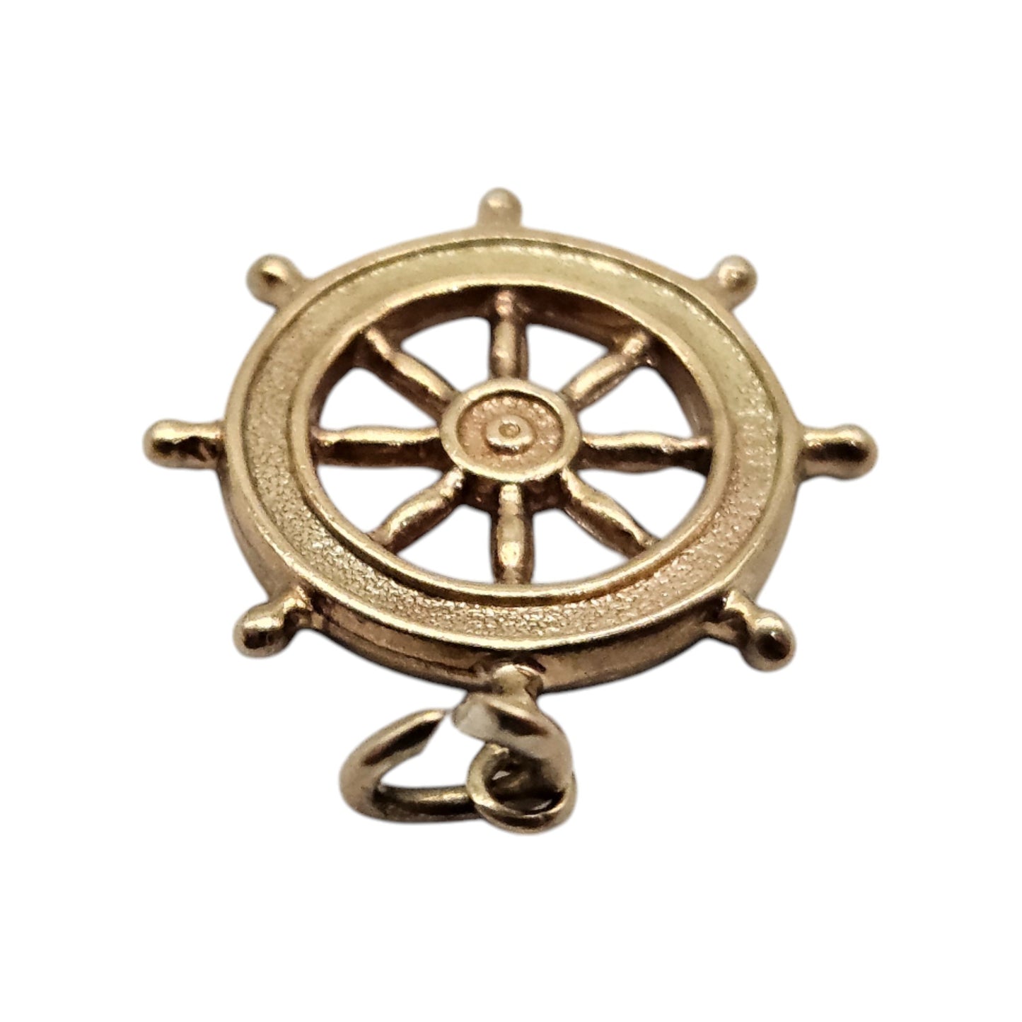 Chester 9ct 375 Yellow Gold Ship's Wheel Charm 1959 L 1.4 cm 0.7 g.