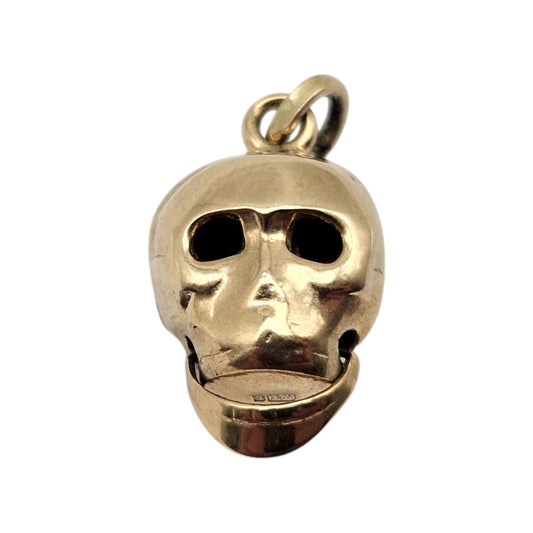 Unusual 9ct 375 Yellow Gold Skull Articulated Charm c.1960 L 1.4 cm 1.3 g.