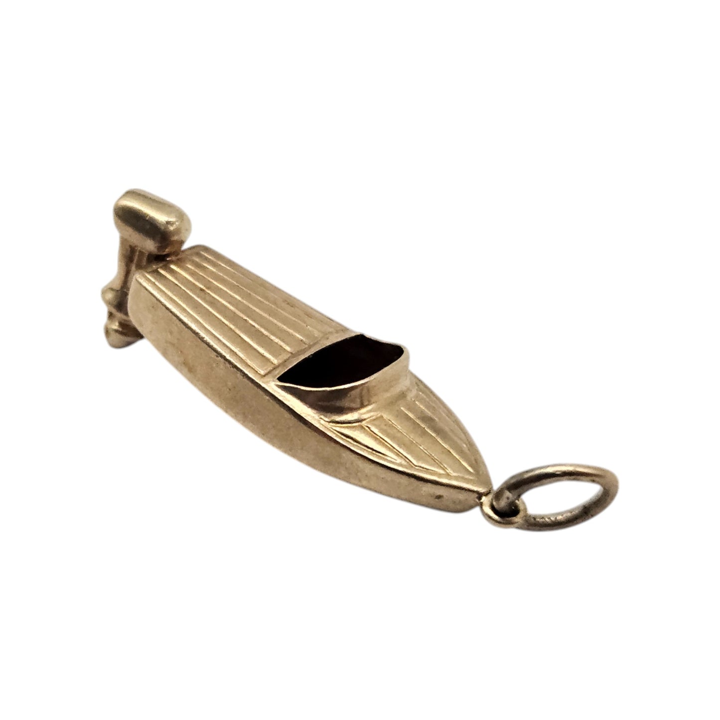 9ct 375 Yellow Gold Speedboat Charm 1971 L 2.2 cm 1.1 g.