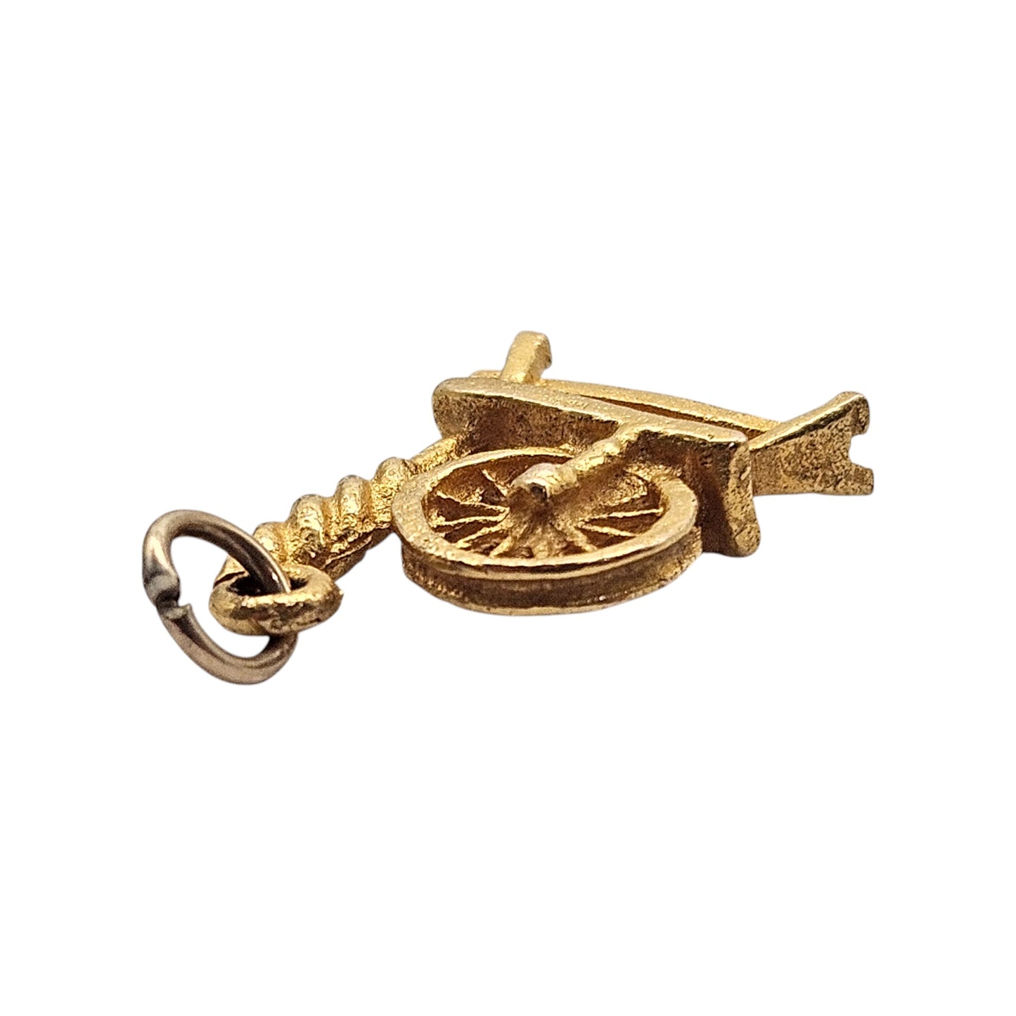 9ct 375 Yellow Gold Spinning Wheel Charm 1957 L 1.5 cm 1.7 g.