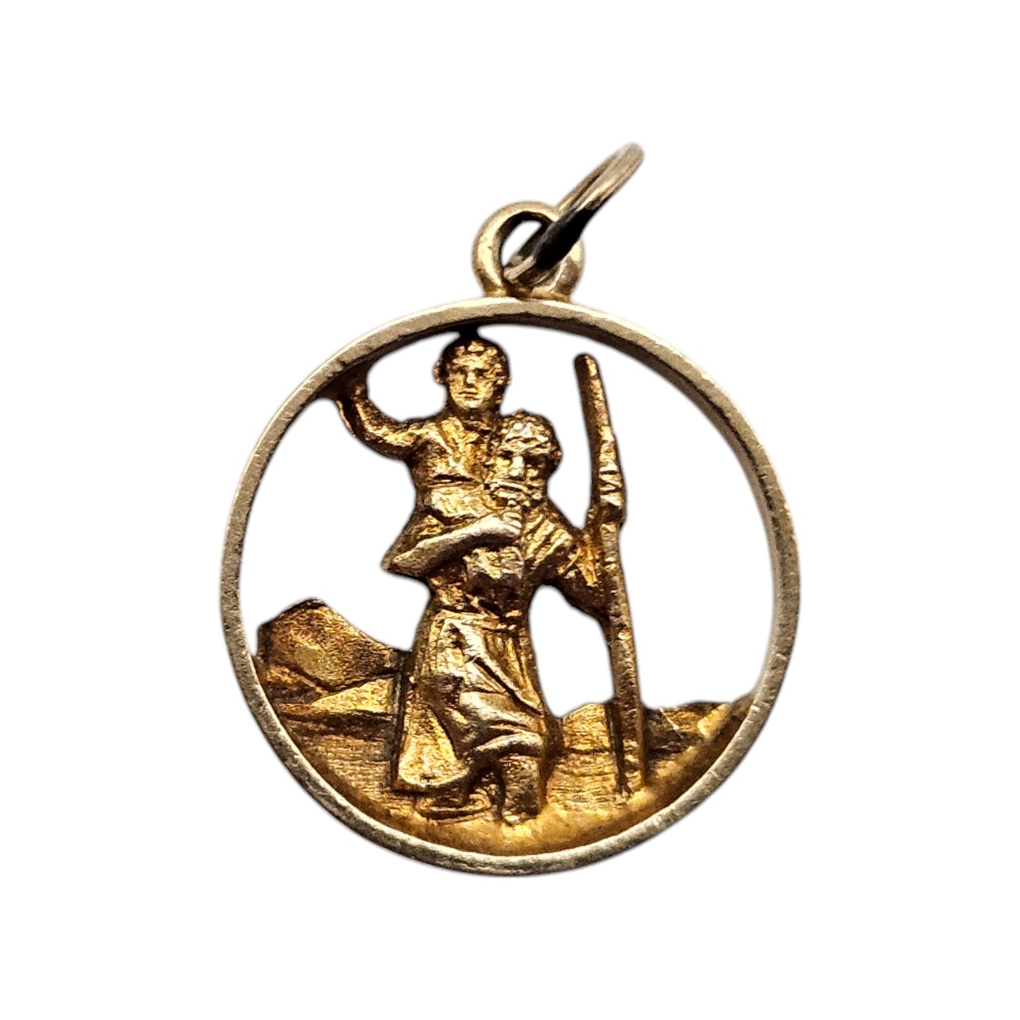 9ct 375 Yellow Gold St Christopher Charm 1959 L 1.4 cm 1.6 g.