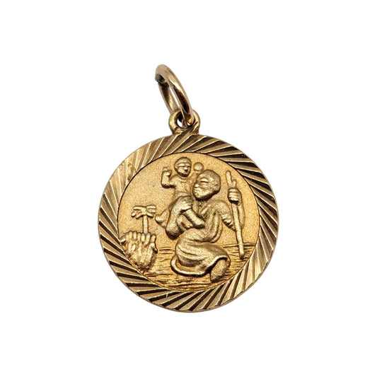 9ct 375 Yellow Gold St Christopher Charm 1978 L 1.4 cm 1.8 g.