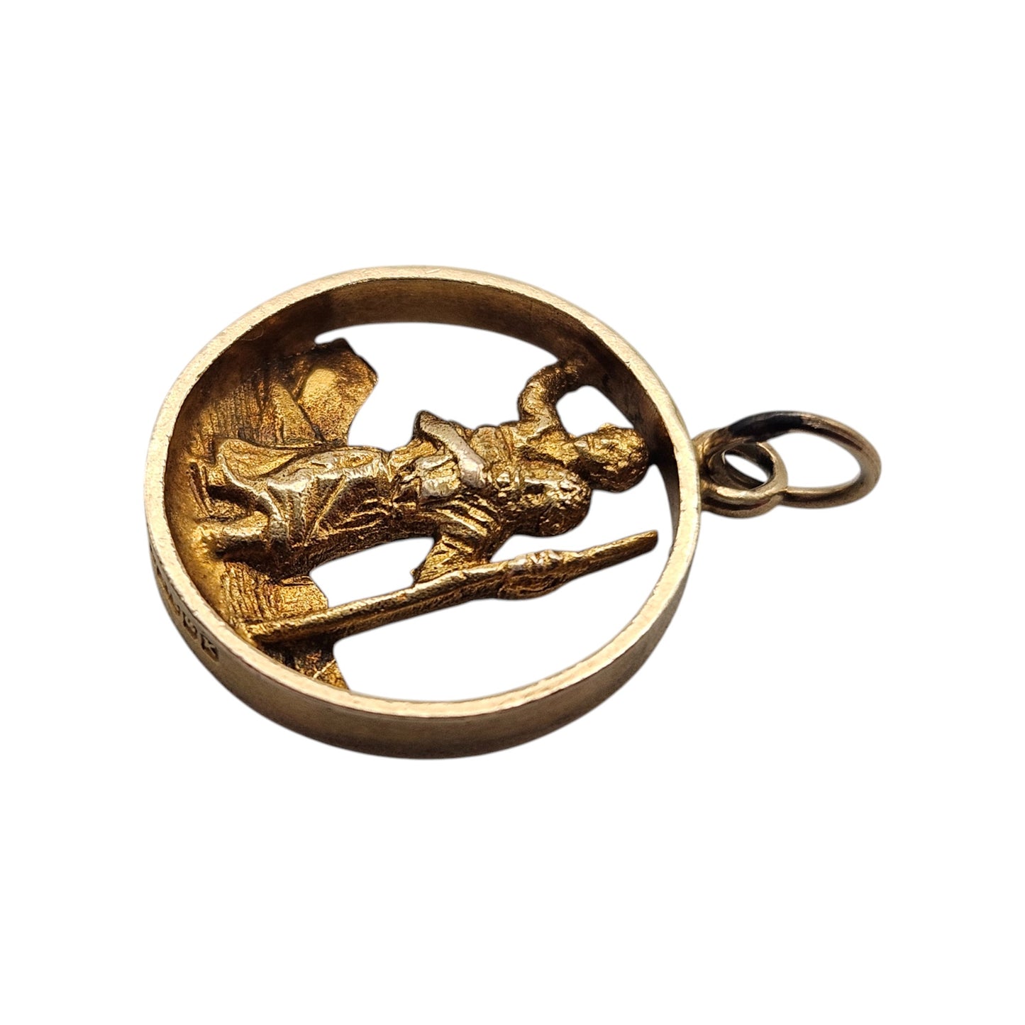 9ct 375 Yellow Gold St Christopher Charm 1959 L 1.4 cm 1.6 g.