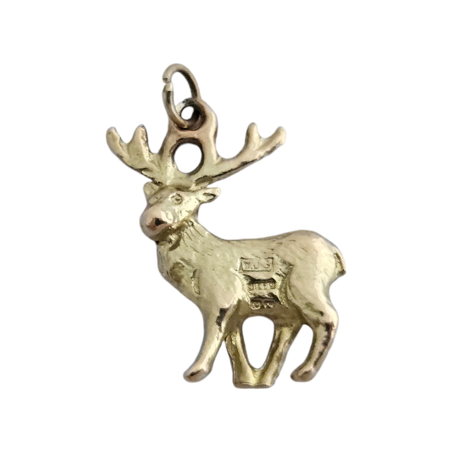 9ct 375 Yellow Gold Reindeer Charm 1959 L 1.9 cm 3.1 g