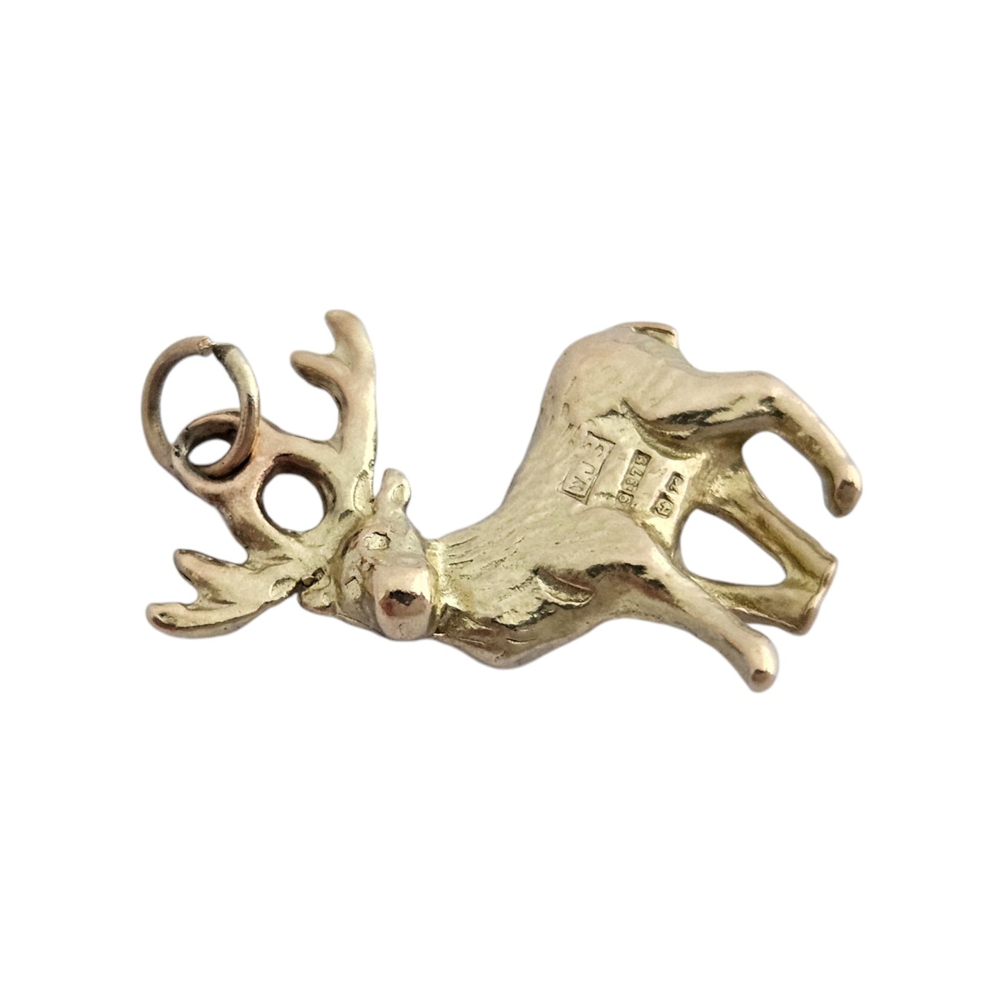 9ct 375 Yellow Gold Reindeer Charm 1959 L 1.9 cm 3.1 g