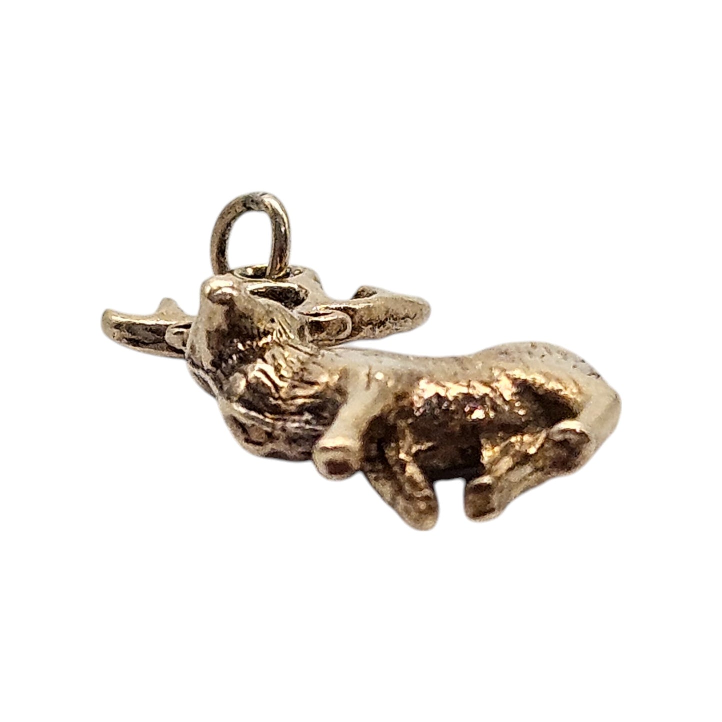 9ct 375 Yellow Gold Stag Charm 1961 L 2.0 cm 3.3 g.