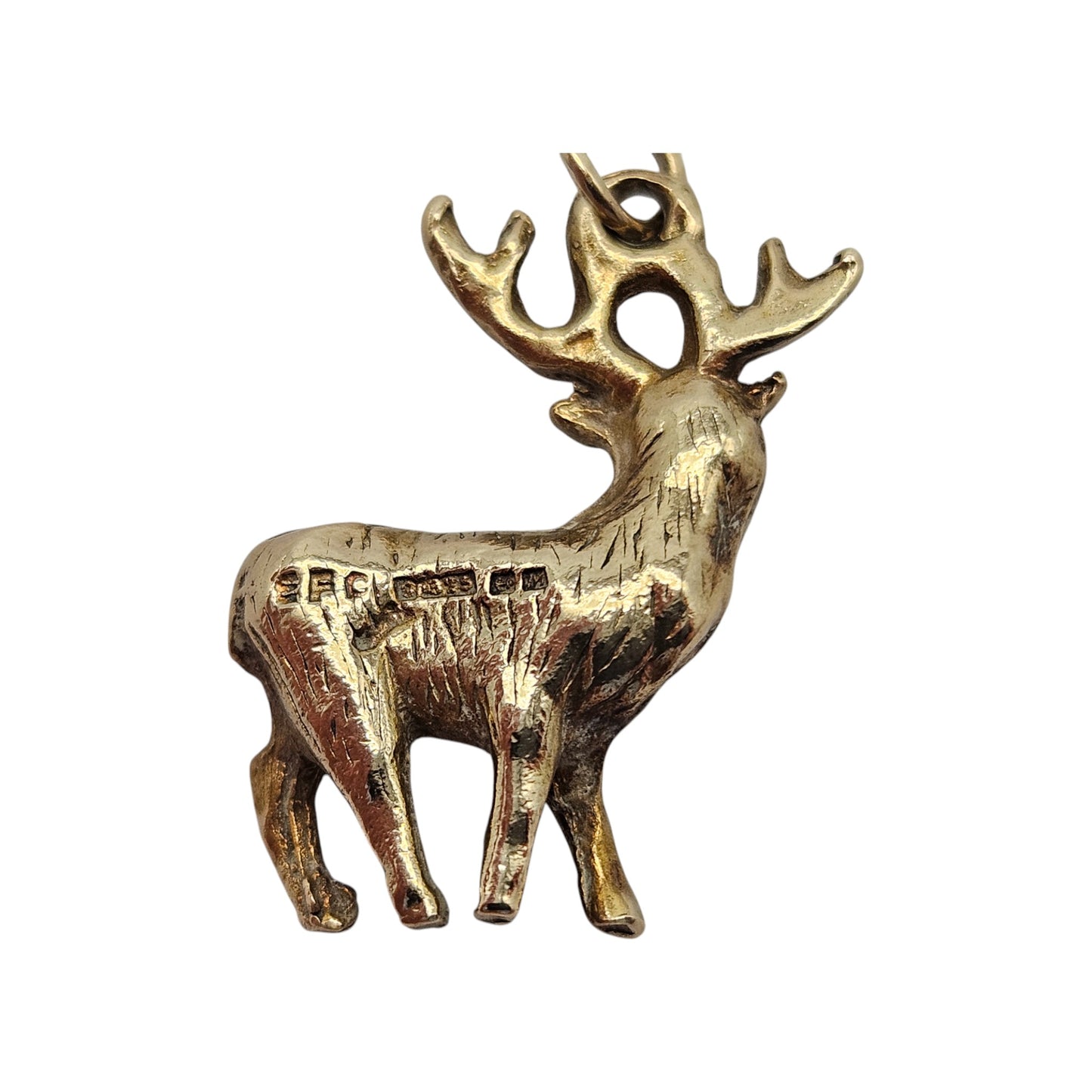 9ct 375 Yellow Gold Stag Charm 1961 L 2.0 cm 3.3 g.