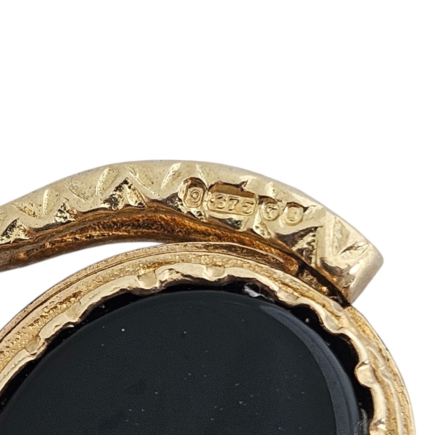 9ct 375 Yellow Gold Swivel Fob Pendant with Carnelian & Onyx 1971 L 2.5 cm 4.5 g