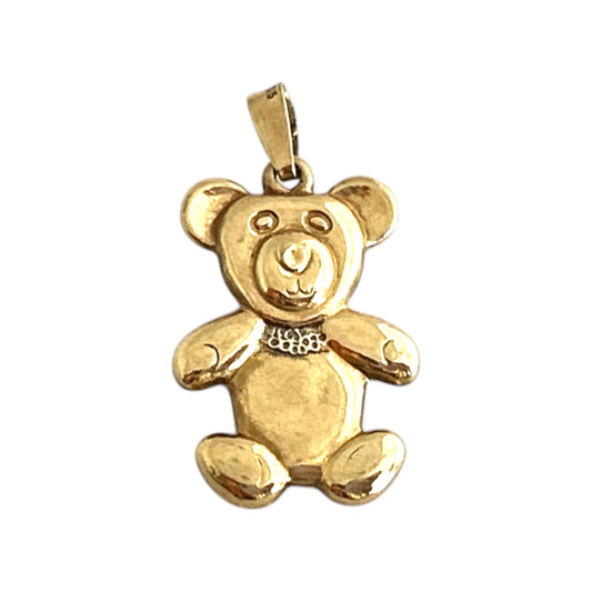 9ct 375 Yellow Gold Teddy Bear Charm or Pendant L 1.8 cm 0.7 g.