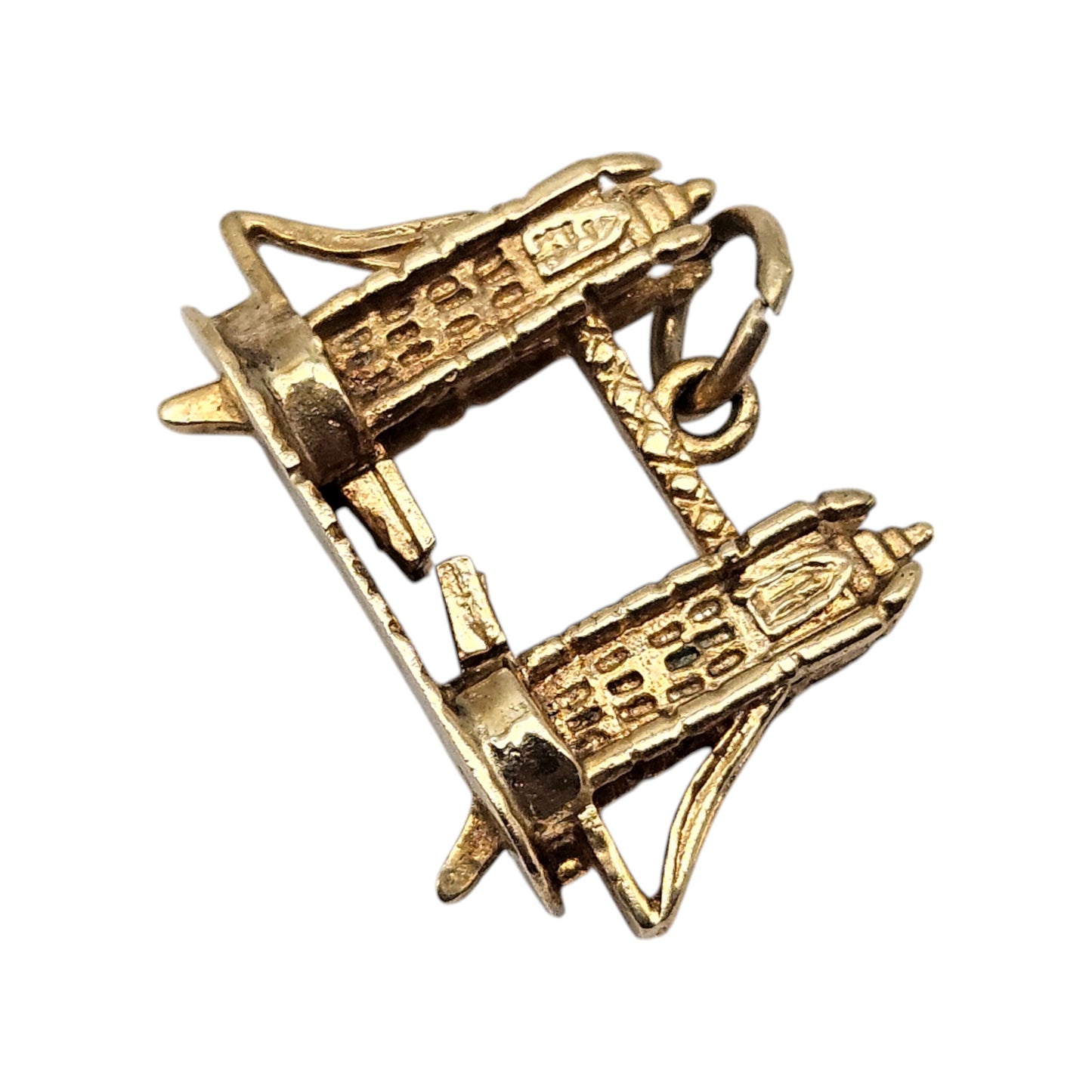 9ct 375 Yellow Gold Tower Bridge Articulated Charm 1972 L 2.0 cm 2.9 g.