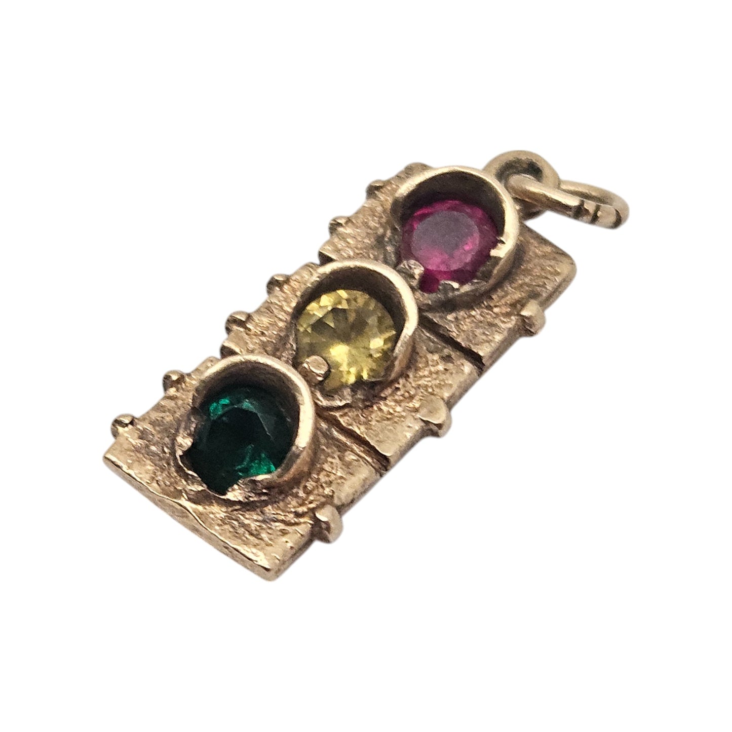 9ct 375 Yellow Gold Traffic Lights Charm 1975 L 1.8 cm 3.2 g.