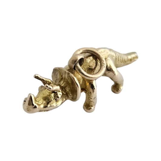 9ct 375 Yellow Gold Triceratops Dinosaur Charm 1959 L 2.5 cm 3.4 g