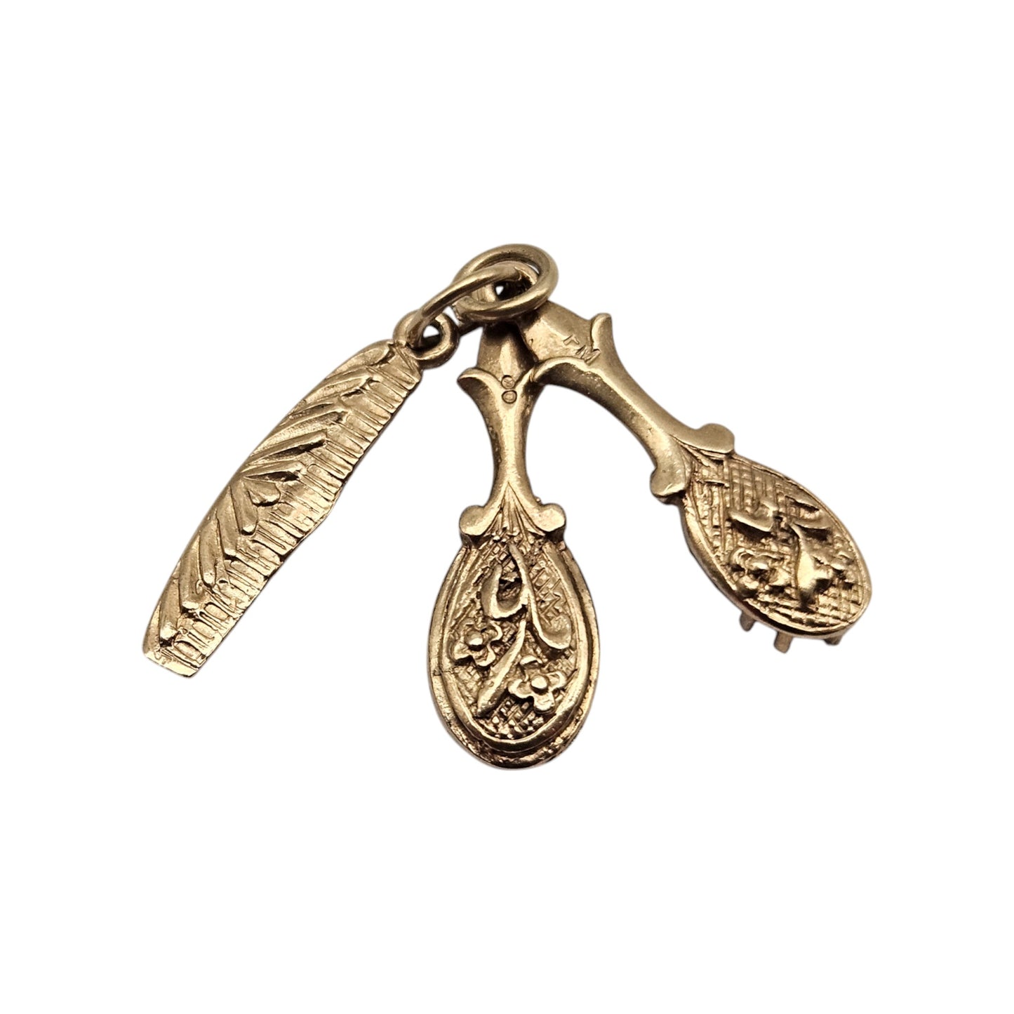 9ct 375 Yellow Gold Vanity Set Charm 1970 L 2.0 cm 2.9 g.