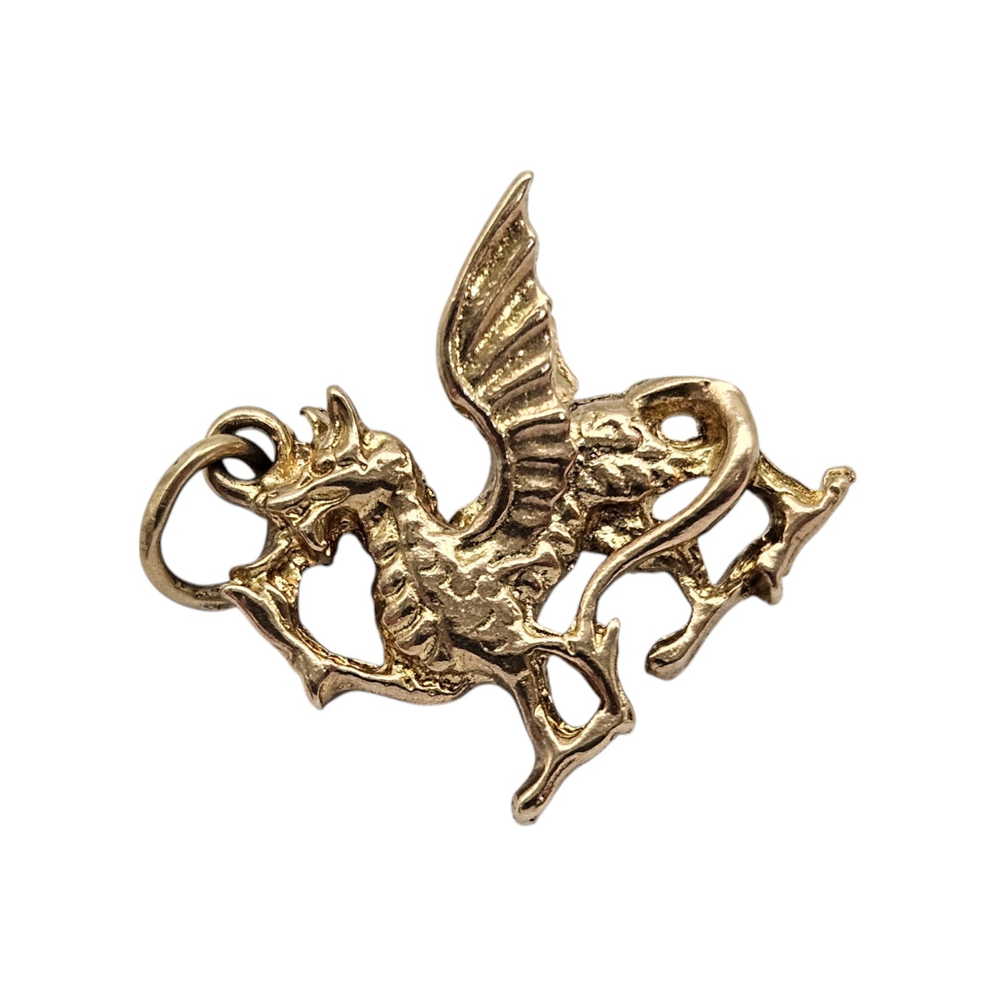 9ct 375 Yellow Gold Welsh Dragon Charm 1970 L 1.1 cm 1.9 g.