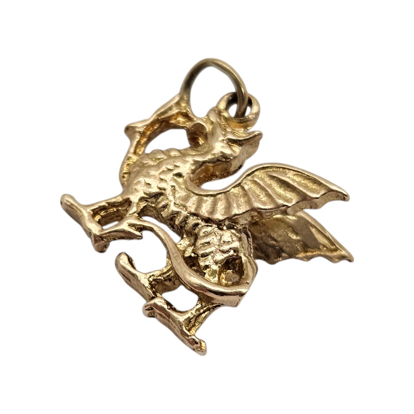 9ct 375 Yellow Gold Welsh Dragon Charm 1970 L 1.1 cm 1.9 g.