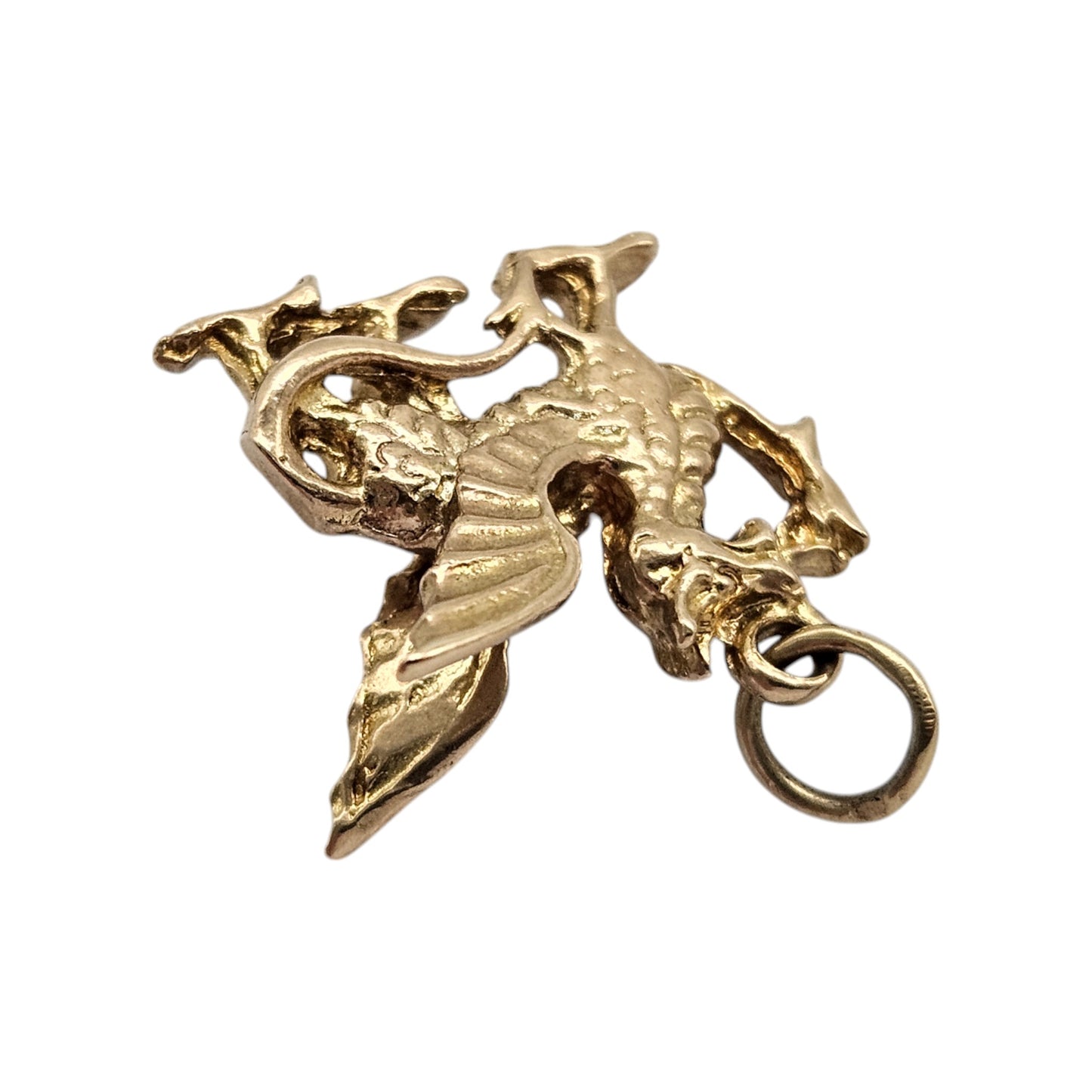 9ct 375 Yellow Gold Welsh Dragon Charm 1970 L 1.1 cm 1.9 g.