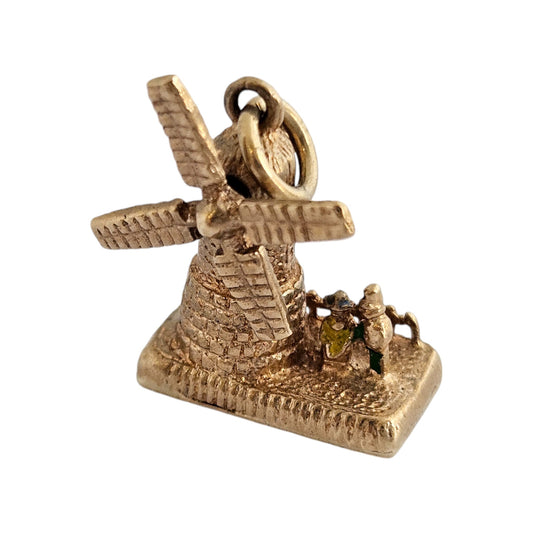9ct 375 Yellow Gold Windmill Articulated Charm 1966 L 2.0 cm 3.9 g