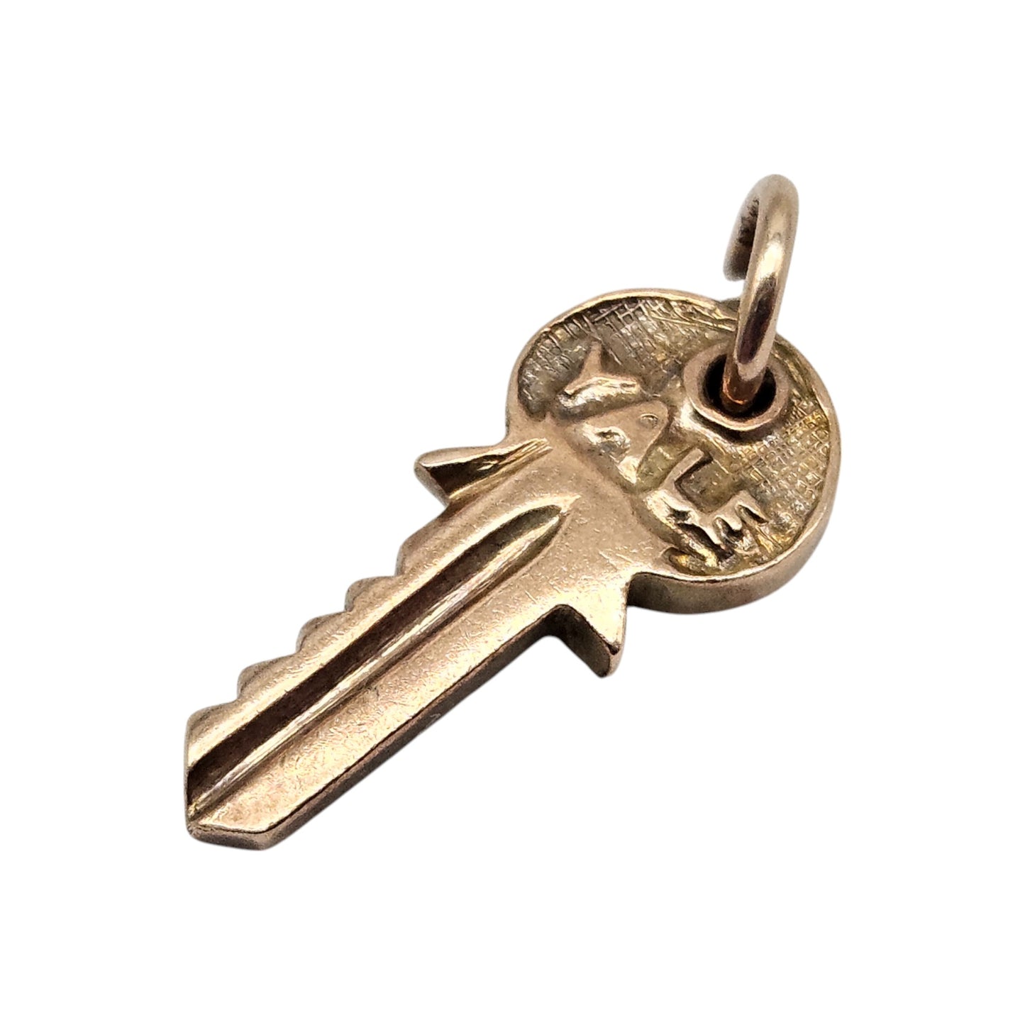 Antique 9ct Rose Gold Yale Key Charm c.1900 L 1.7 cm 1.4 g.