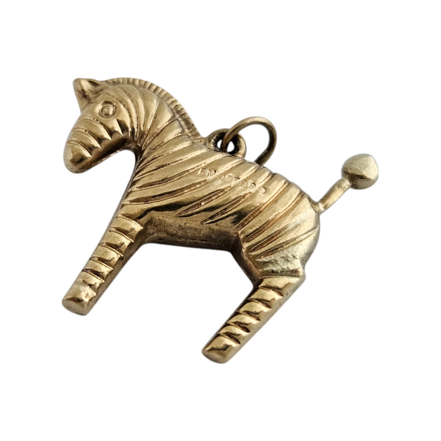 9ct 375 Yellow Gold Zebra Charm 1968 L 2.2 cm 1.6 g.
