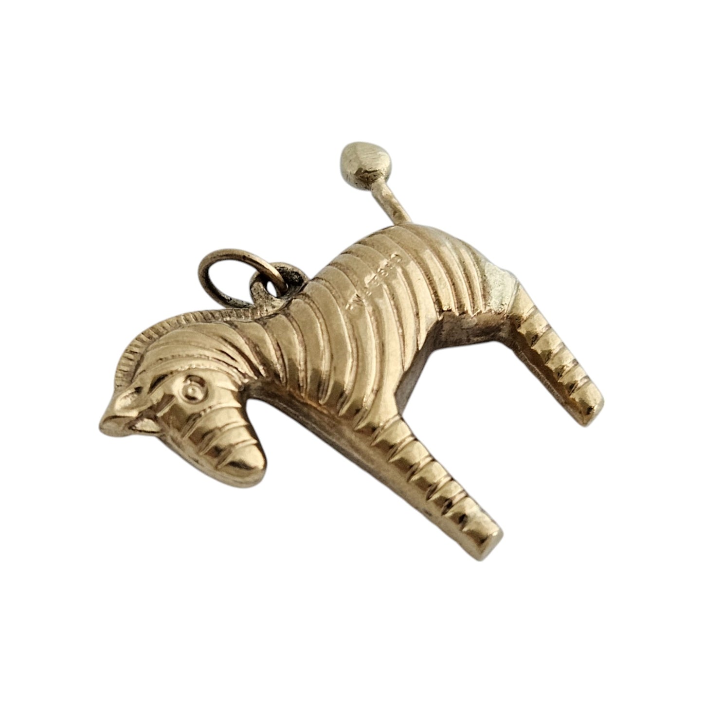 9ct 375 Yellow Gold Zebra Charm 1968 L 2.2 cm 1.6 g.