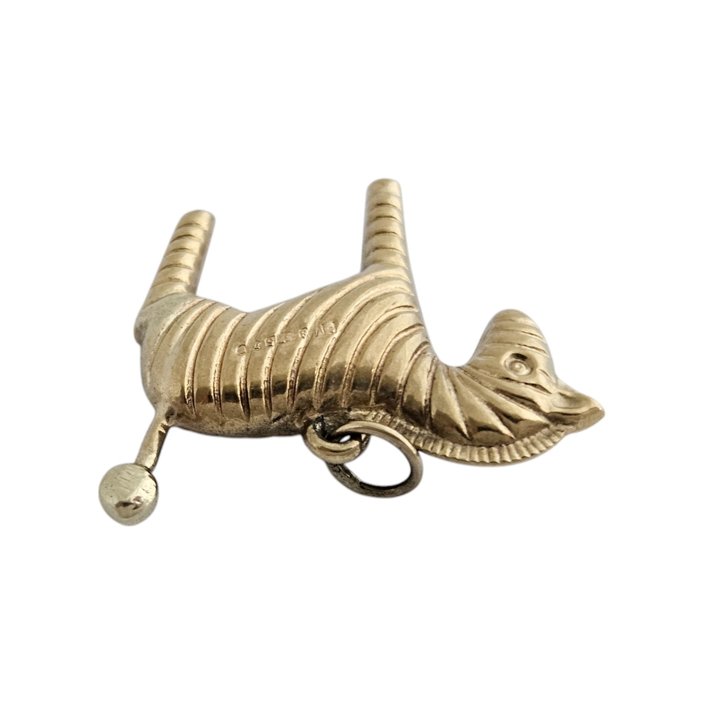 9ct 375 Yellow Gold Zebra Charm 1968 L 2.2 cm 1.6 g.