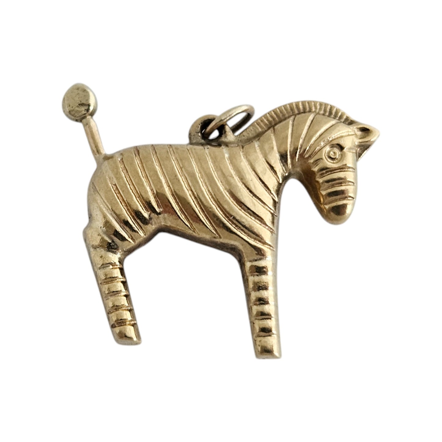 9ct 375 Yellow Gold Zebra Charm 1968 L 2.2 cm 1.6 g.
