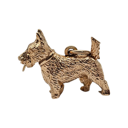 Unusual 9ct 375 Yellow Gold Scottie Dog Articulated Charm 1968 L 1.8 cm 3.1 g.