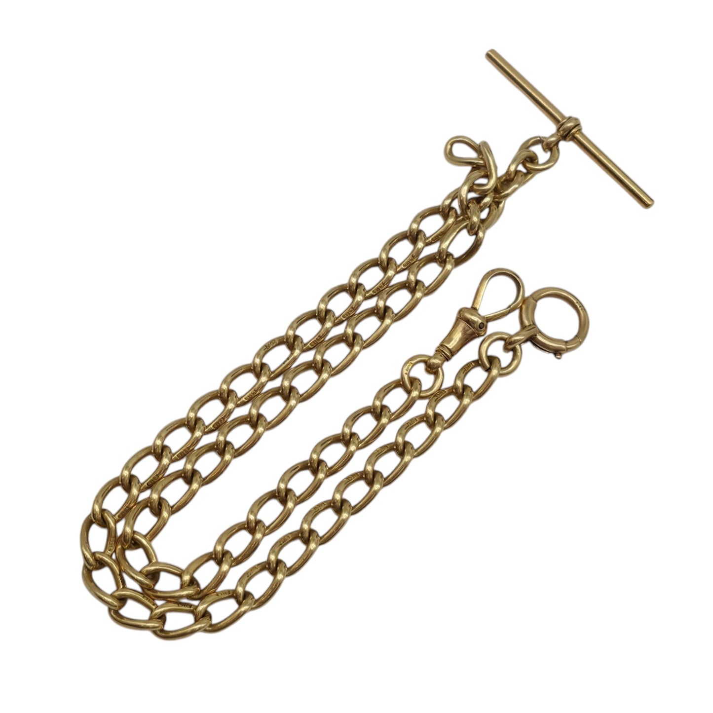 Antique 18ct 750 Yellow Gold Double Albert Chain 1919 L 37.0 cm 46.7 g.