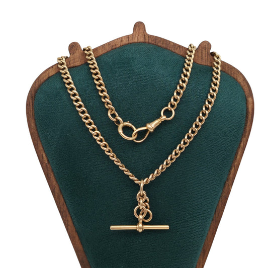 Antique 18ct 750 Yellow Gold Double Albert Chain 1905 L 44.6 cm 57.6 g.