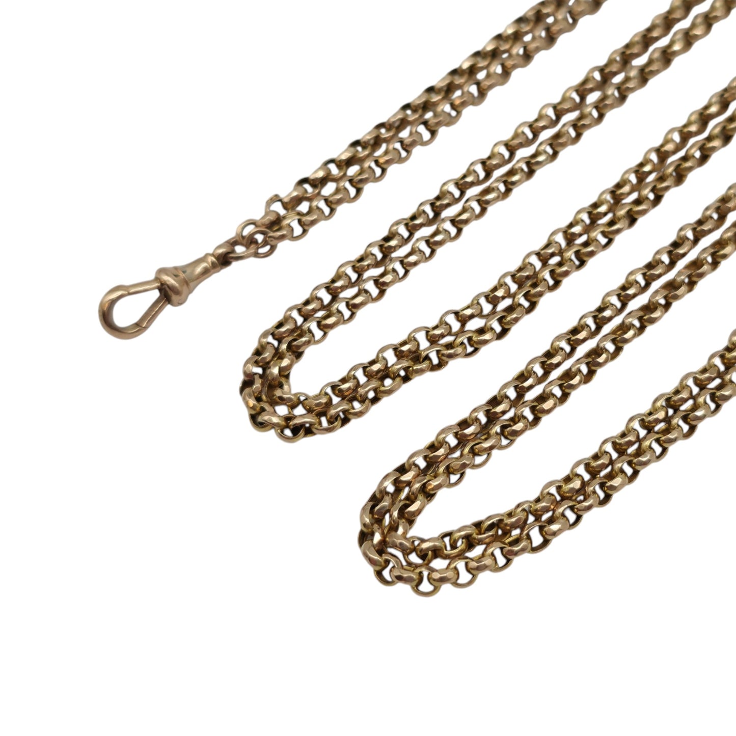 Antique 9ct Yellow Gold Belcher Link Guard Chain c.1900 L 150 cm 32.0 g.