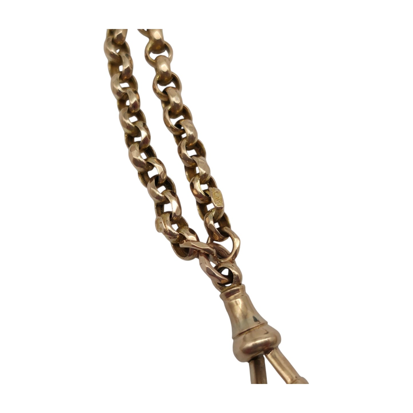 Antique 9ct Yellow Gold Belcher Link Guard Chain c.1900 L 150 cm 32.0 g.