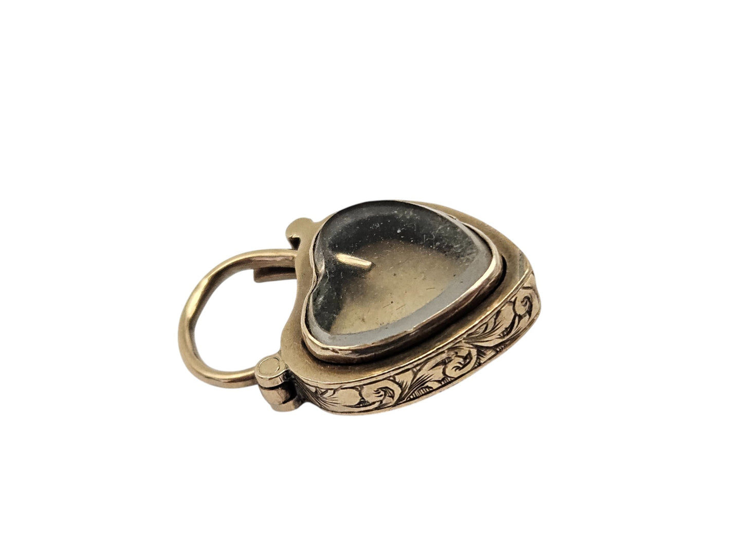 Victorian 9ct Yellow Gold Heart Shaped Padlock Clasp With Coral & Locket Compartment