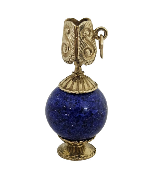 9ct 375 Yellow Gold "Urn Vase" Charm with Lapis Body 1961 L 3.4 cm 9.8 g