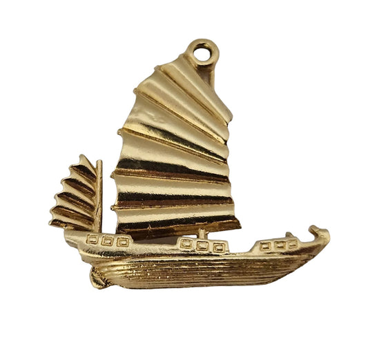 9ct 375 Yellow Gold "Sailing Boat" Charm 1968 L 2.0 cm 3.3 g