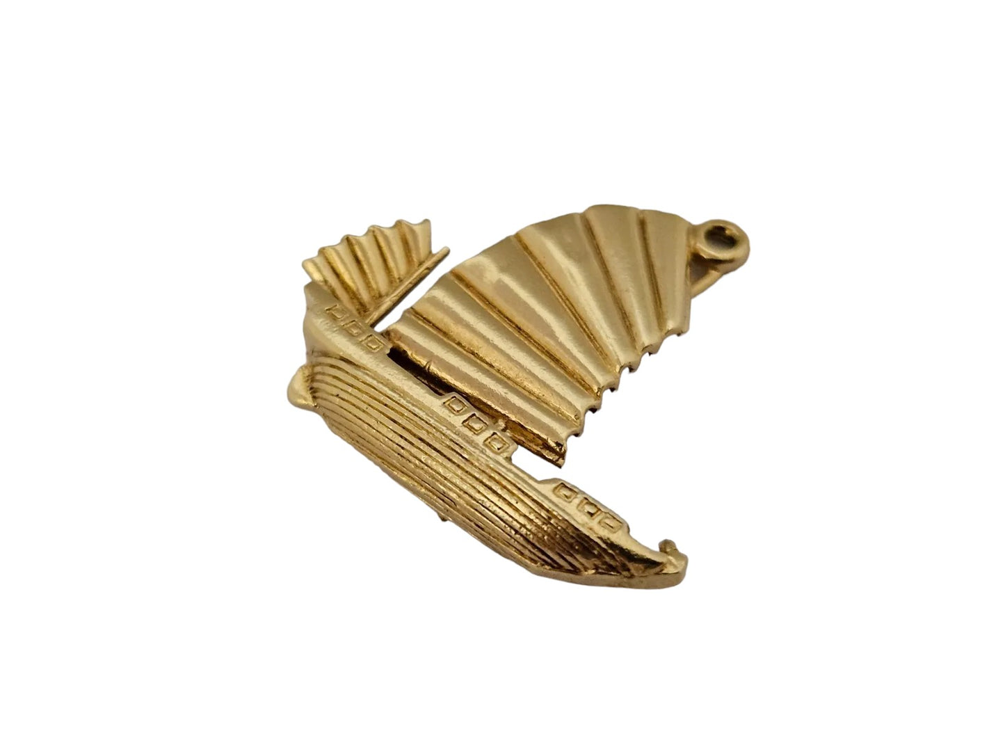 9ct 375 Yellow Gold "Sailing Boat" Charm 1968 L 2.0 cm 3.3 g