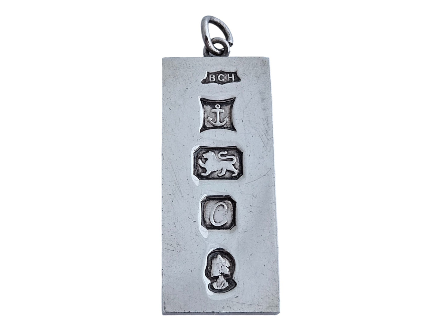 Solid Sterling Silver Ingot Pendant with Jubilee Marks for 1977 L 4.2 cm 29 g