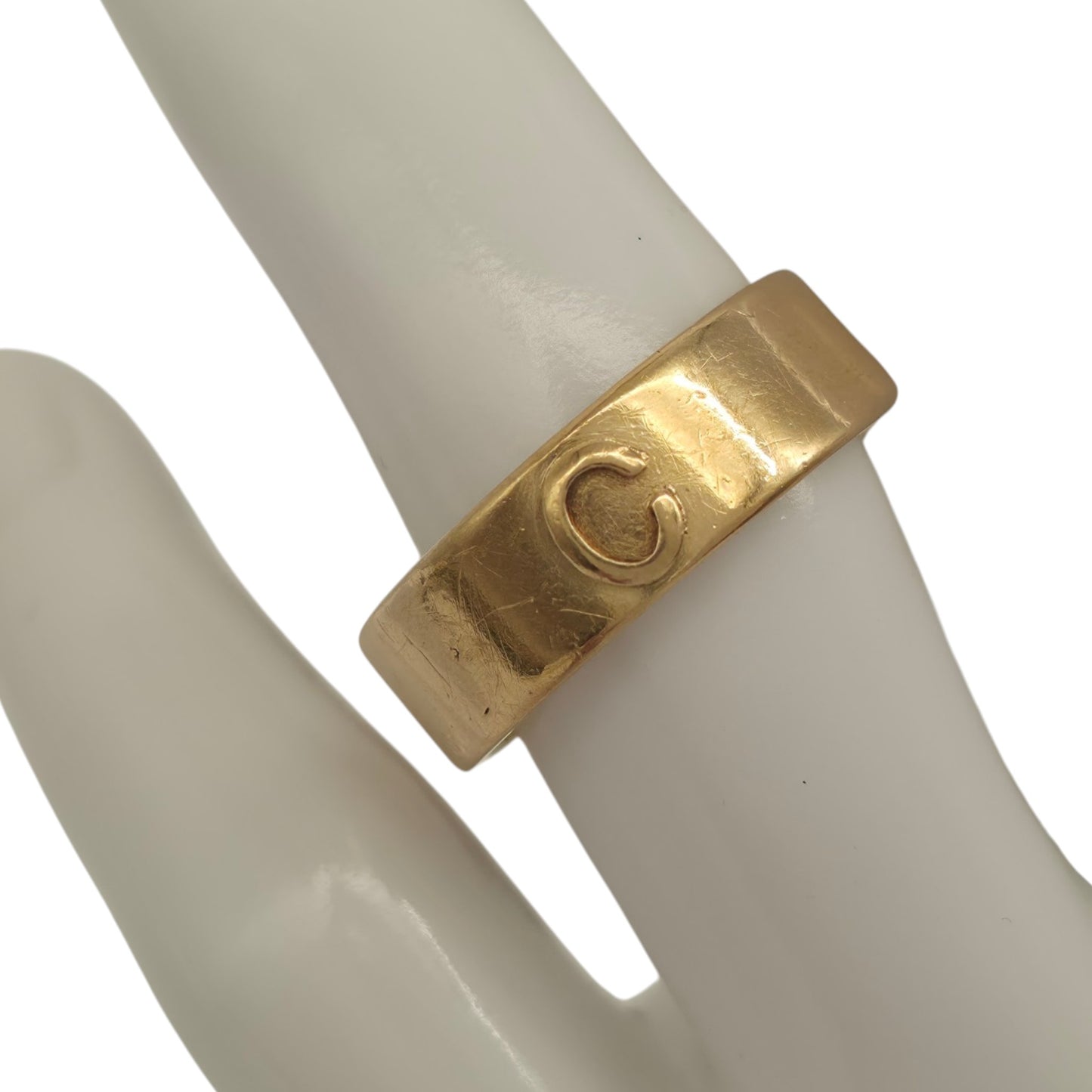 Heavy Victorian 18ct Yellow Gold Initial "C" Band Ring 1892 Size T 9.8 g.
