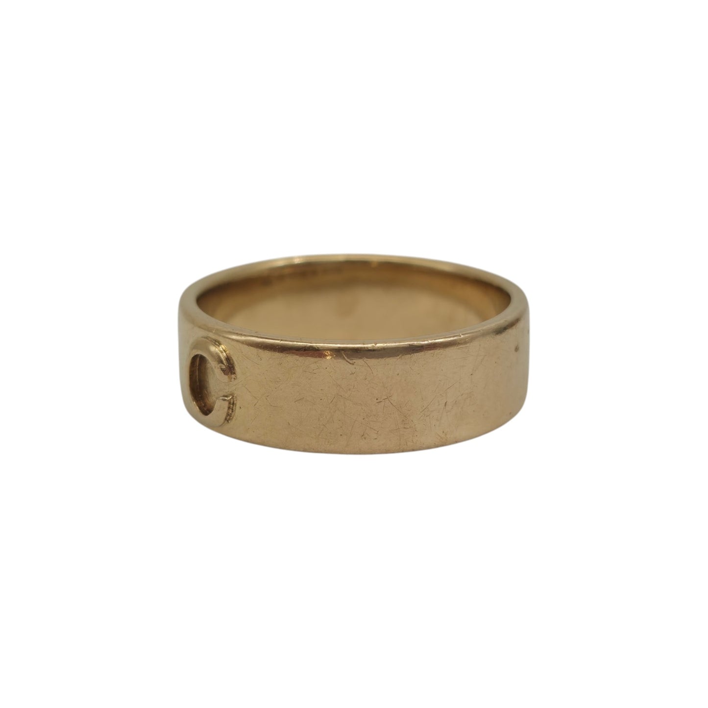Heavy Victorian 18ct Yellow Gold Initial "C" Band Ring 1892 Size T 9.8 g.