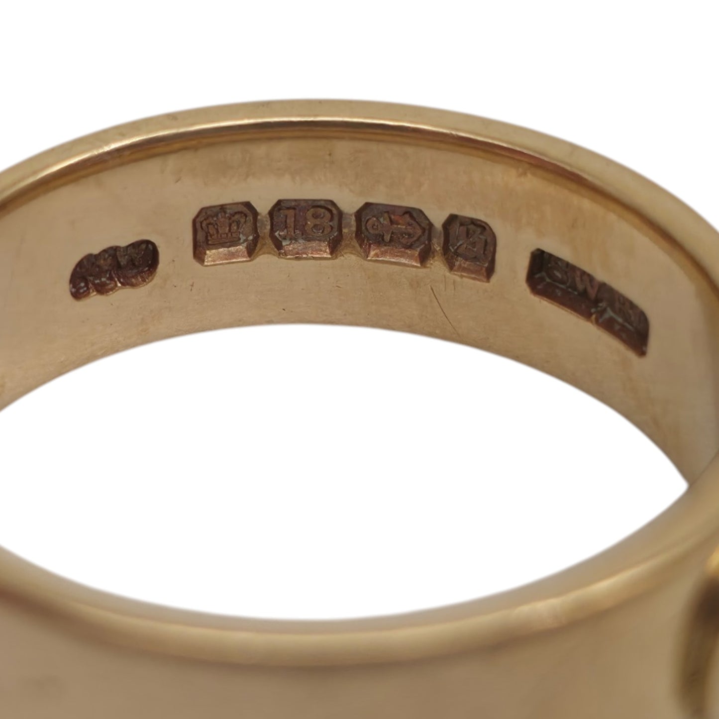 Heavy Victorian 18ct Yellow Gold Initial "C" Band Ring 1892 Size T 9.8 g.