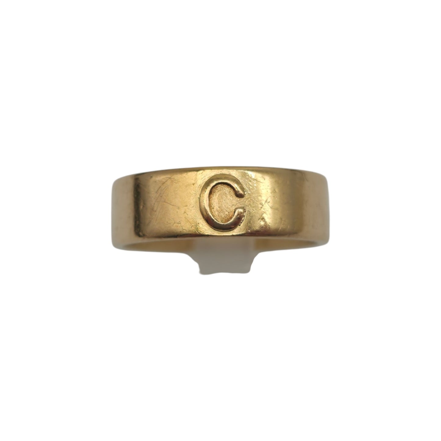Heavy Victorian 18ct Yellow Gold Initial "C" Band Ring 1892 Size T 9.8 g.