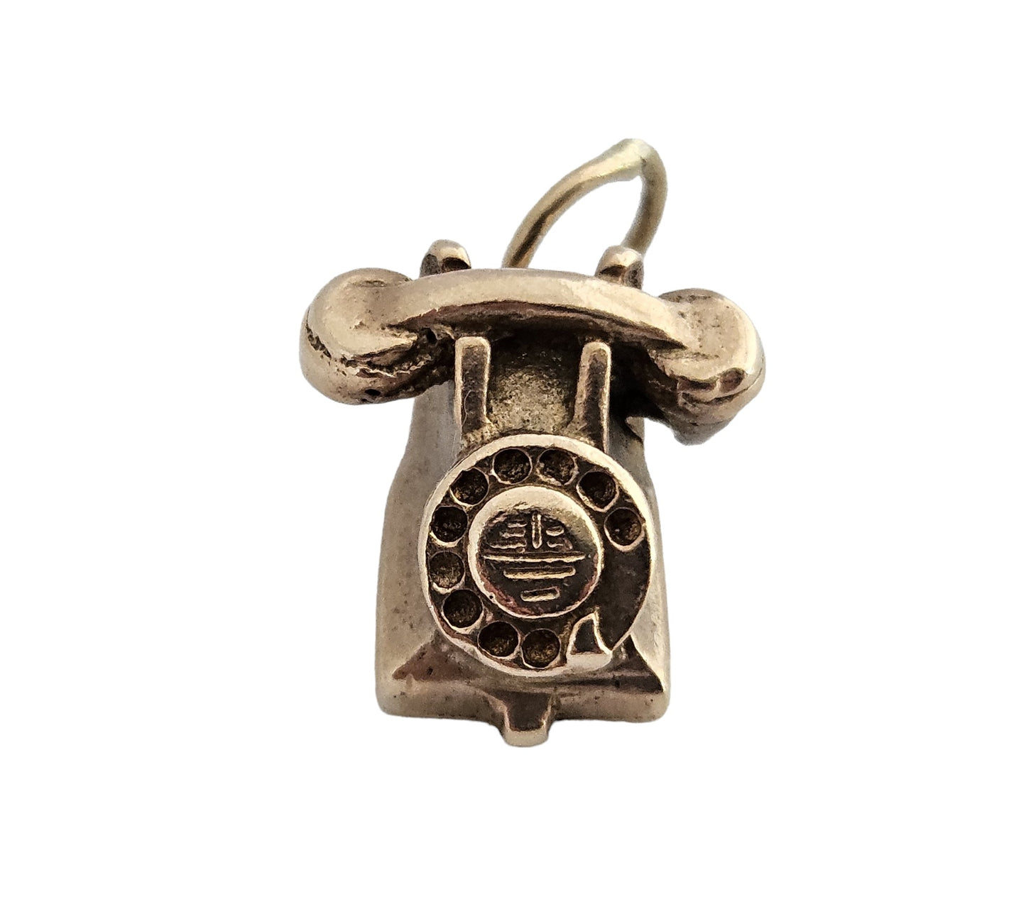 9ct 375 Cast Yellow Gold Telephone Charm c.1960's 3.6 g.