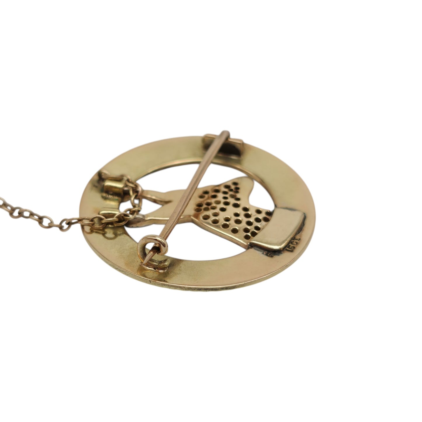 Antique 15ct Gold & Enamel Springbok Brooch With Diamonds c.1900 L 2.9 cm 9.3 g.