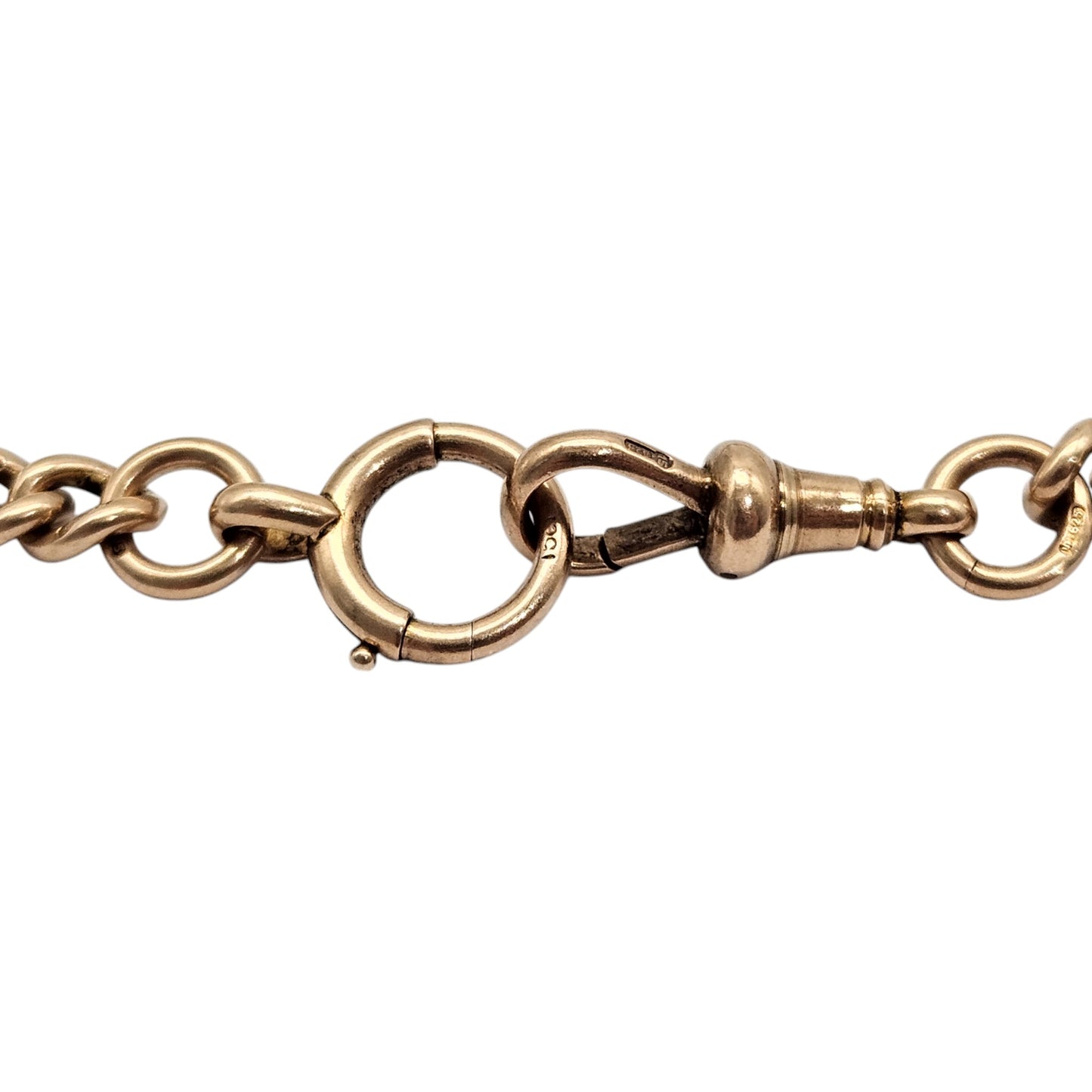 Antique 15ct 625 Rose Gold Double Albert Chain c.1900 L 38.0 cm 47.1 g.